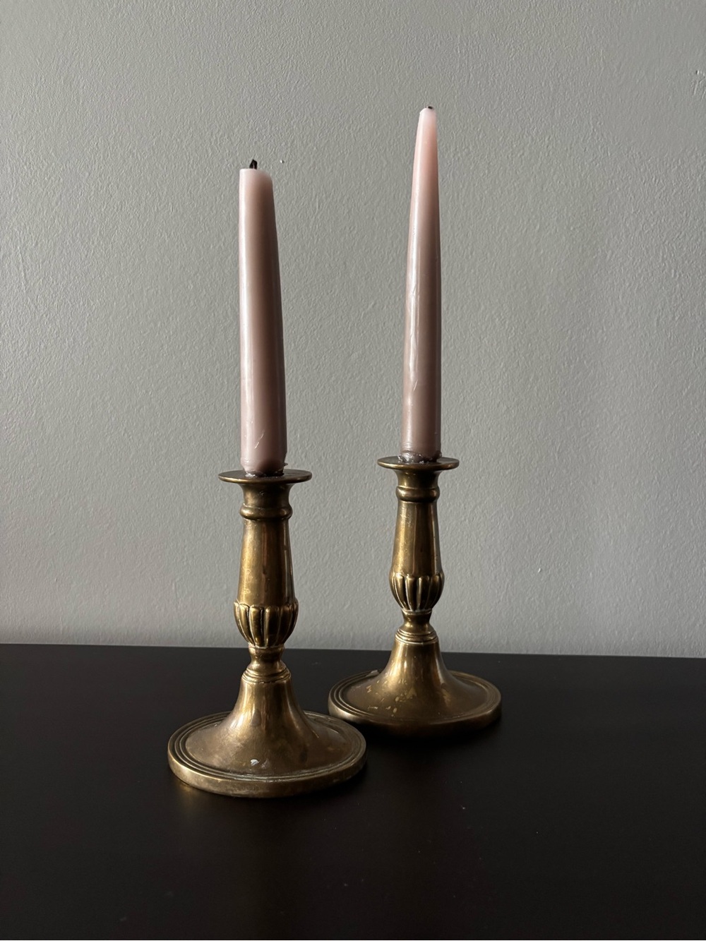 Antique-Style Brass Candlestick Pair